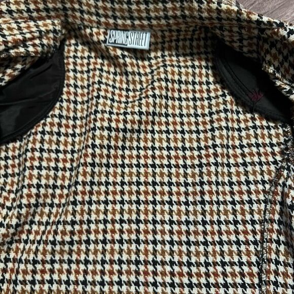 Vtg Y2K Tweed Houndstooth Blazer Jacket Wool Womens Small Zip Pocket Preppy - Picture 11 of 15